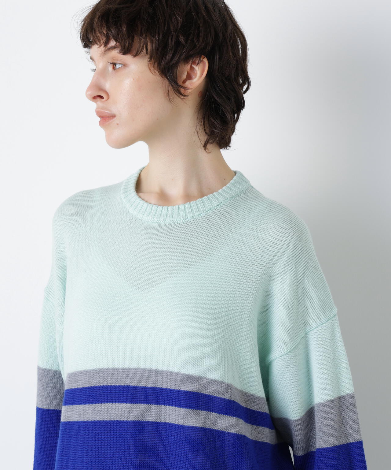 Fluffy Yarn Combi Pullover