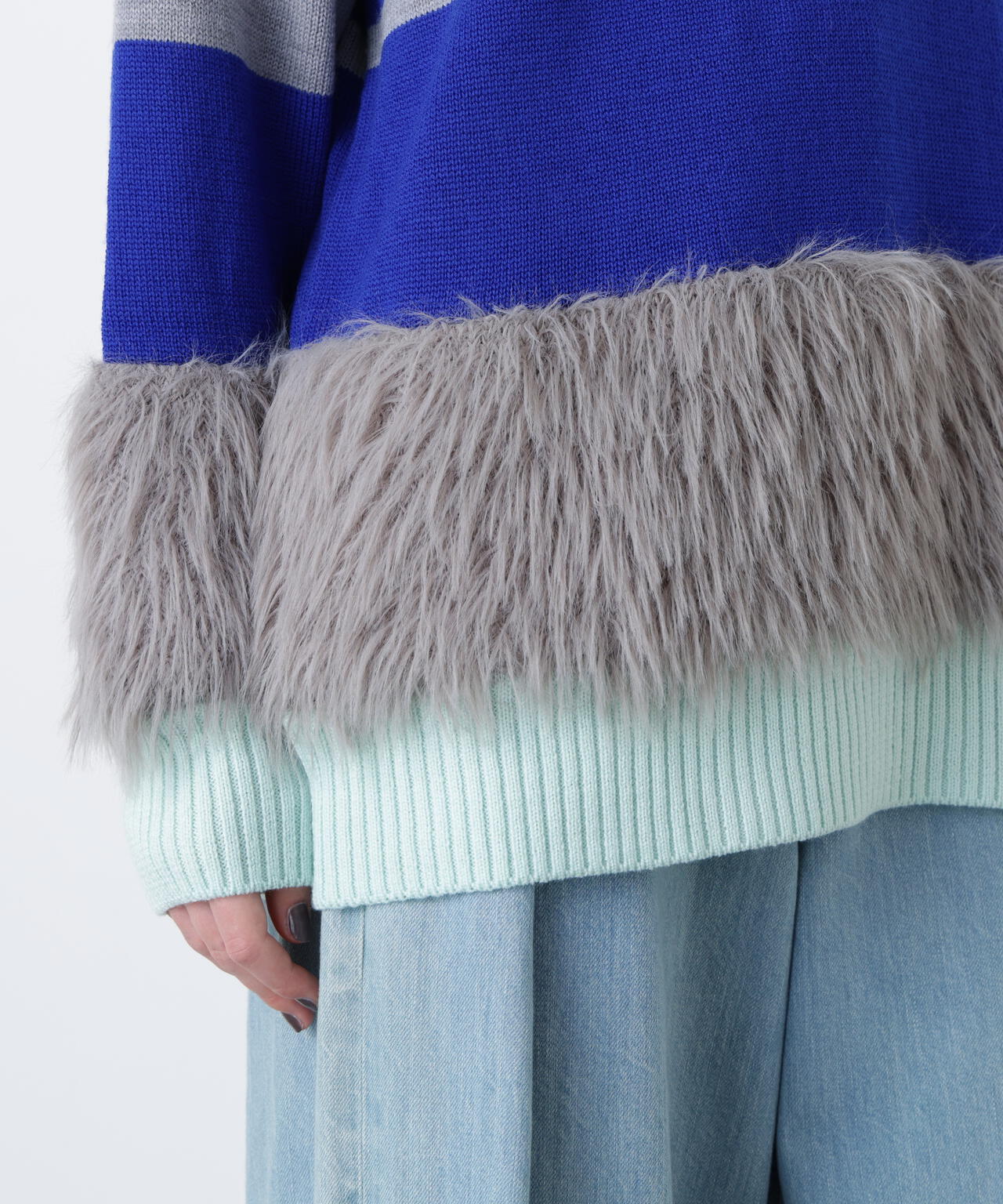 Fluffy Yarn Combi Pullover