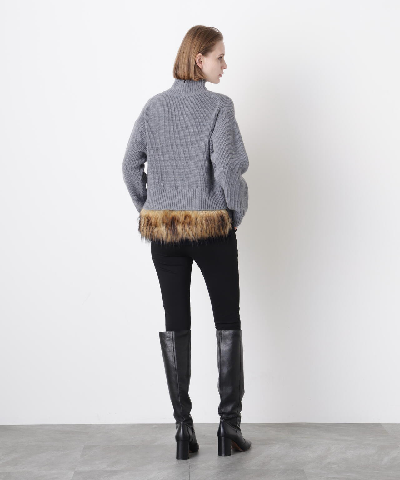 Fur Trim Combi Pullover