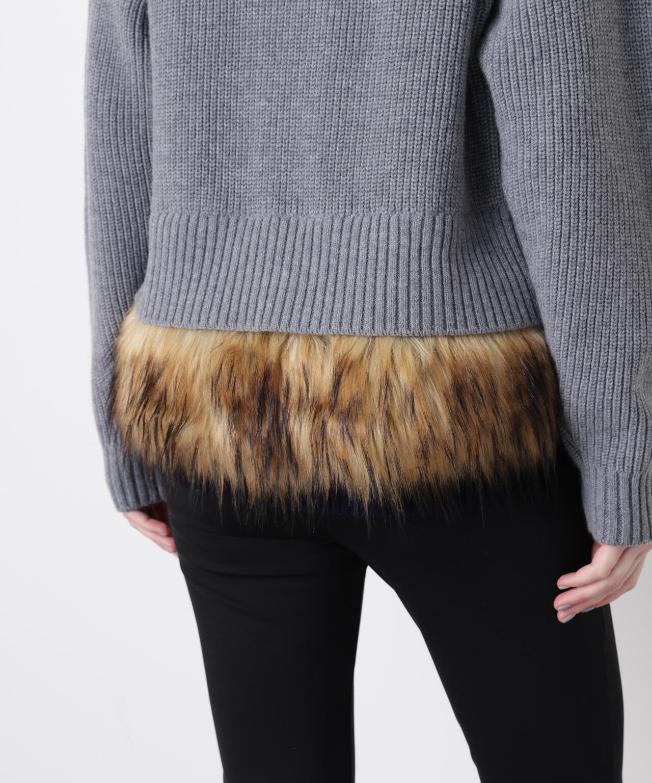 Fur Trim Combi Pullover