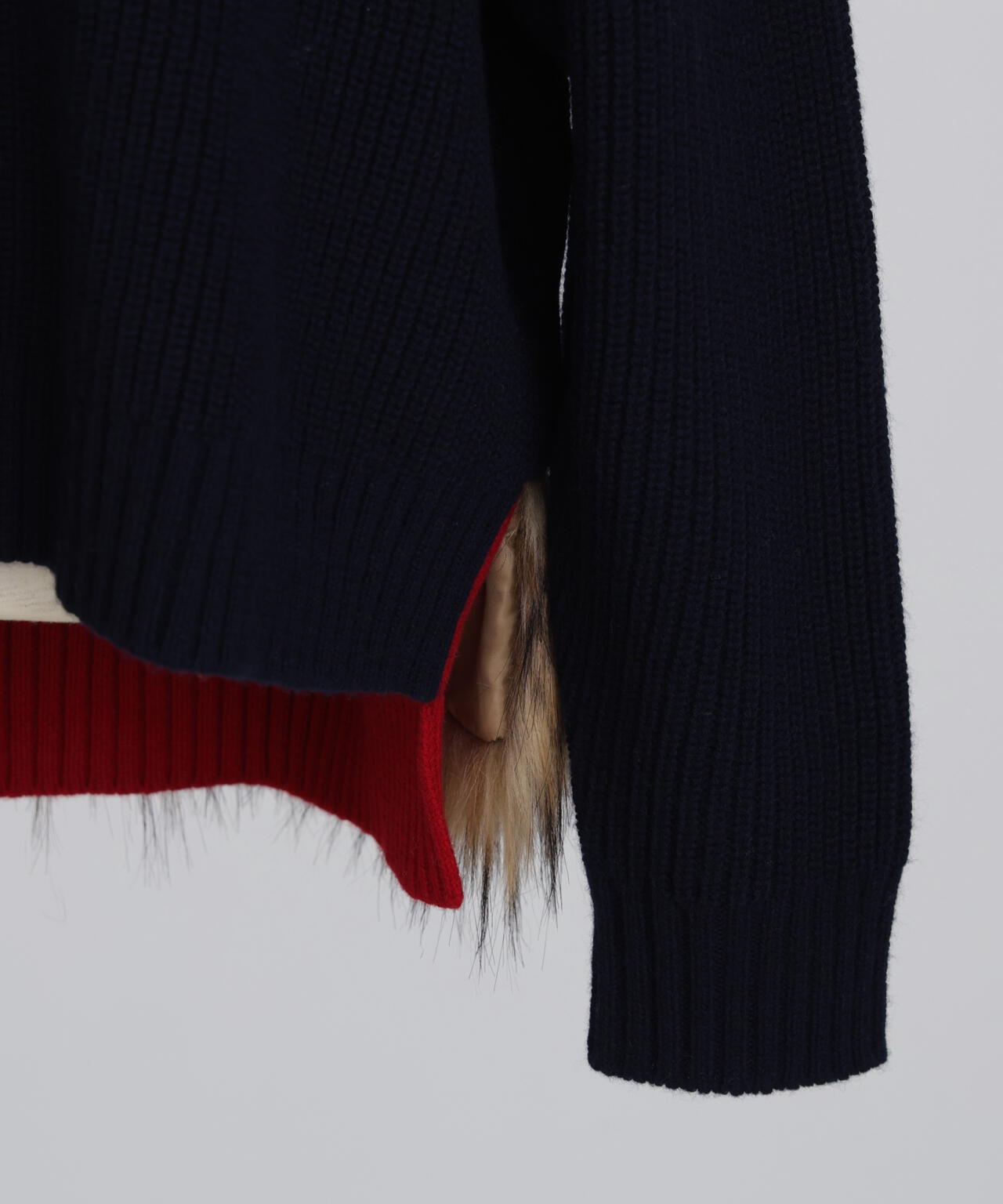 Fur Trim Combi Pullover