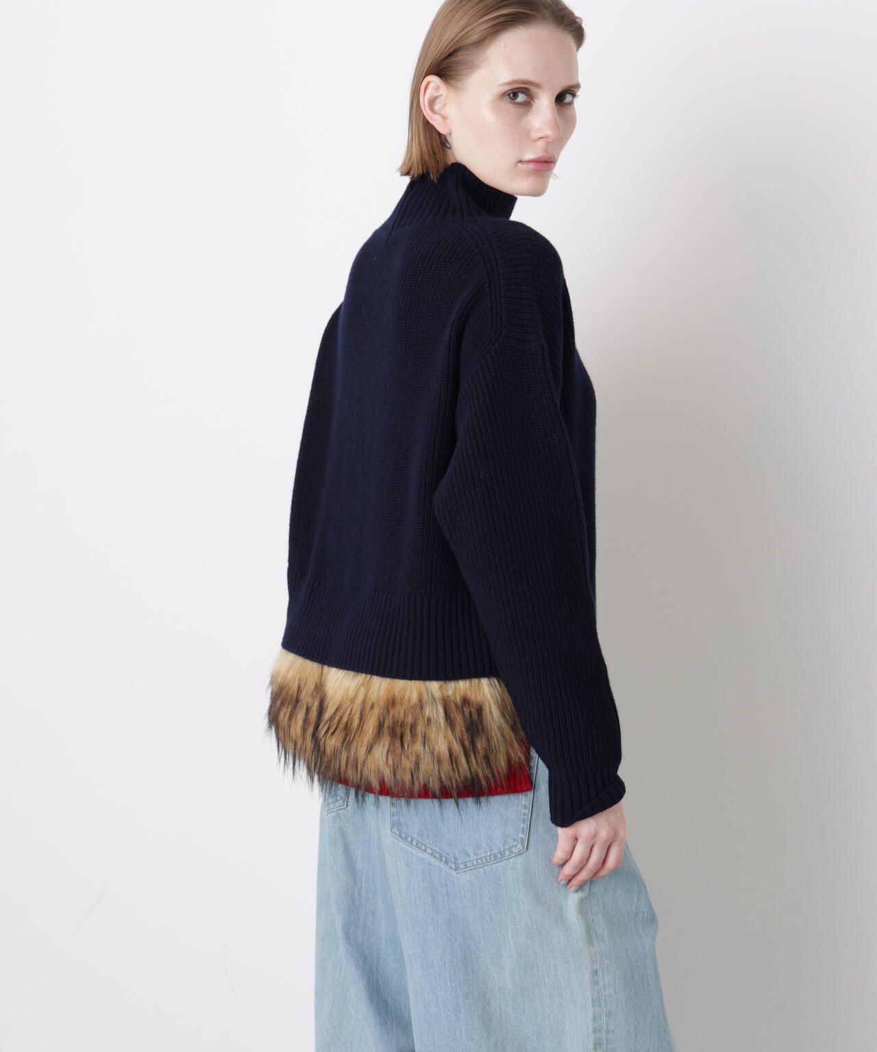 Fur Trim Combi Pullover