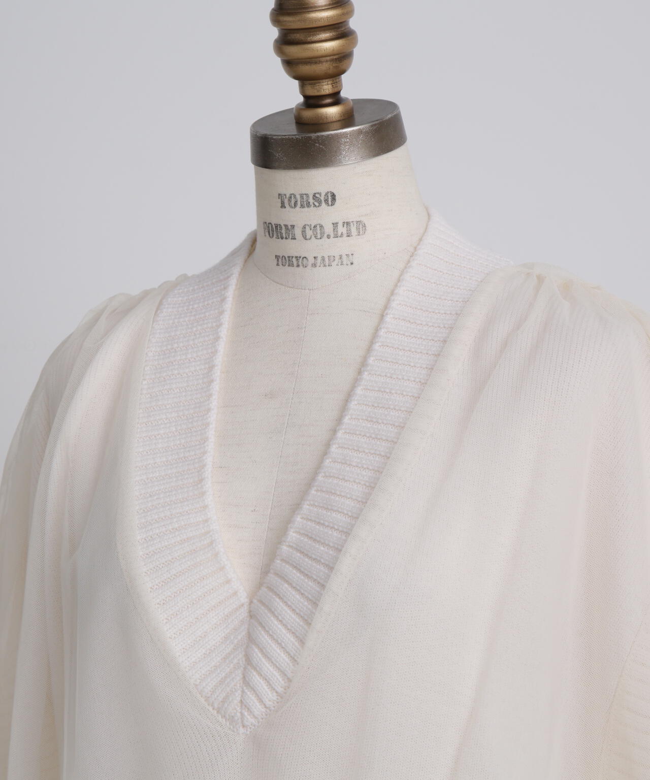 Tulle Combination V-neck Gile