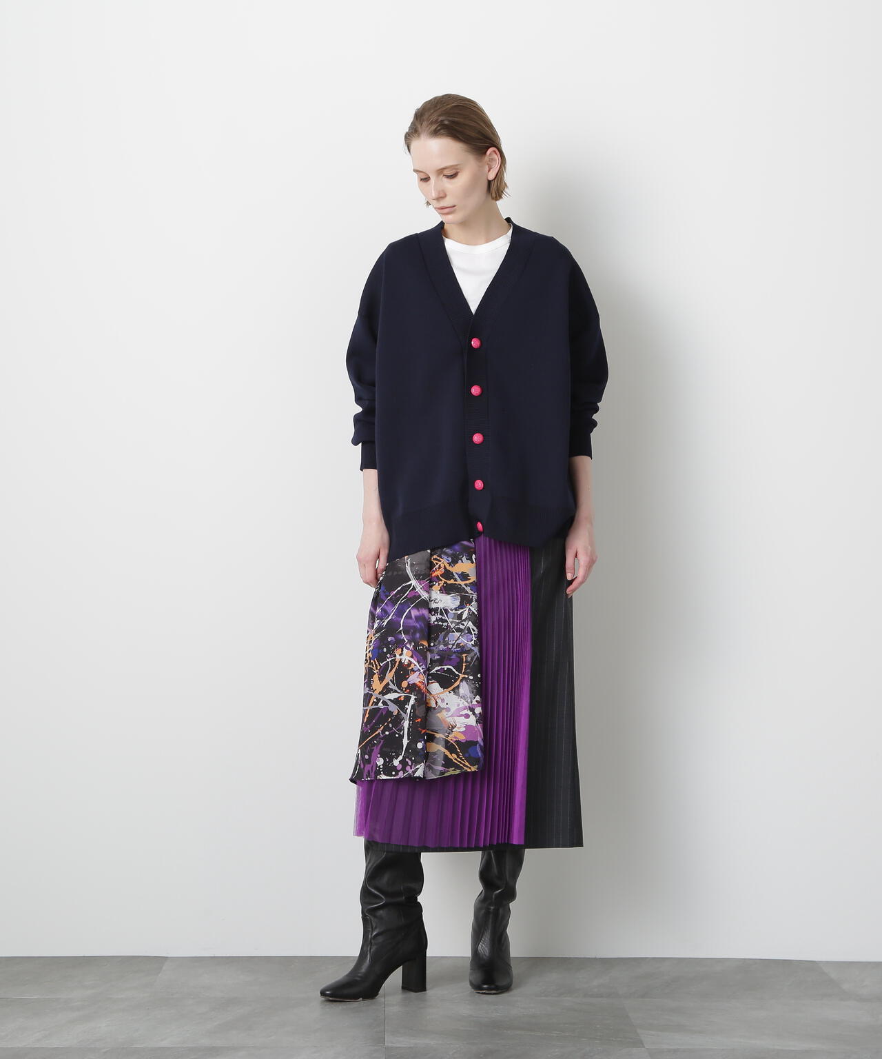 Painted Metal Button Cardigan