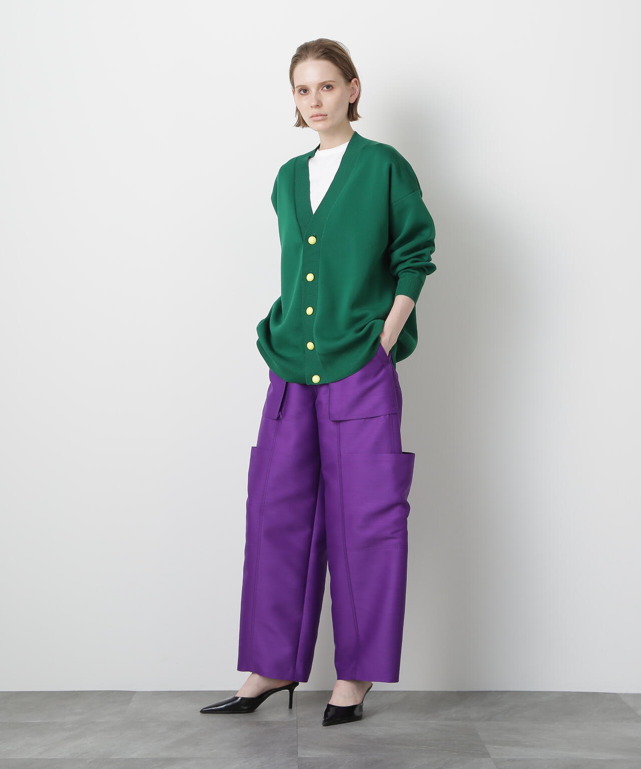 Painted Metal Button Cardigan
