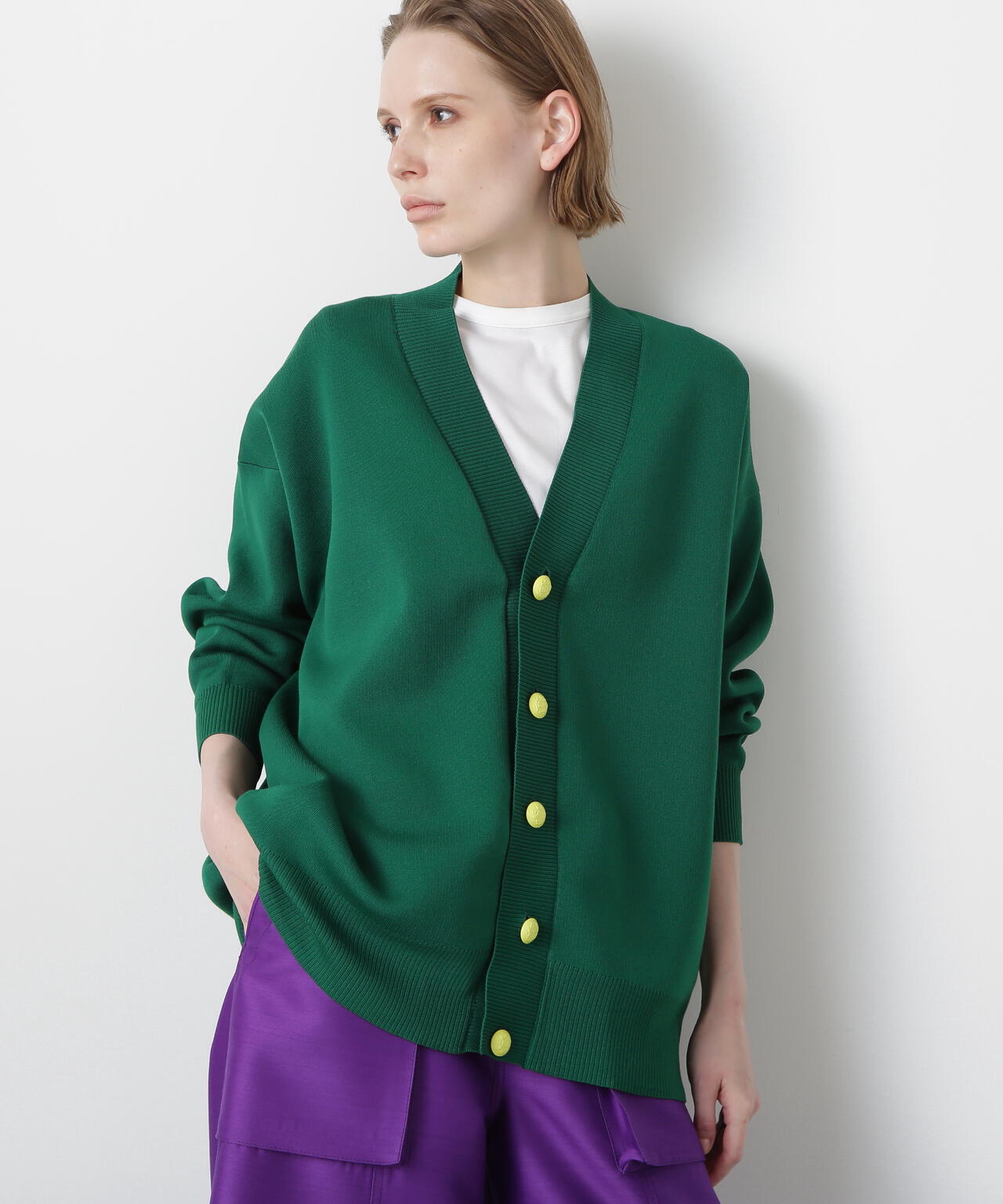 Painted Metal Button Cardigan