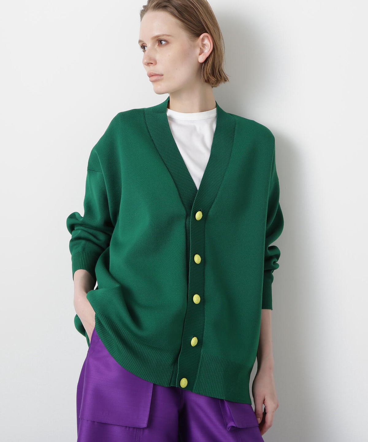 Painted Metal Button Cardigan