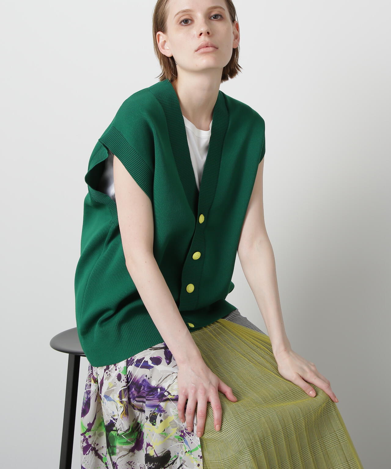 Painted Metal Button Gilet