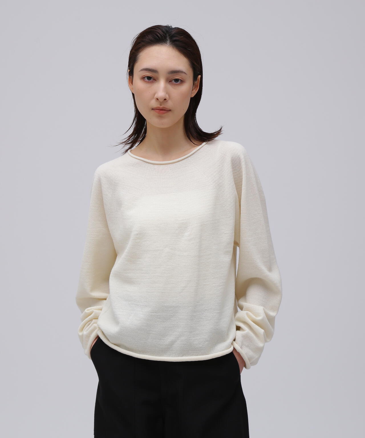 quitan / WOOL WASHI YARN CREW KNIT