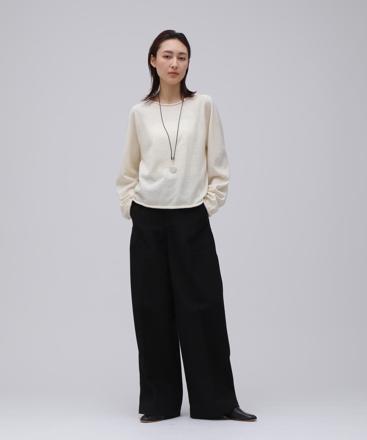 quitan / WOOL WASHI YARN CREW KNIT