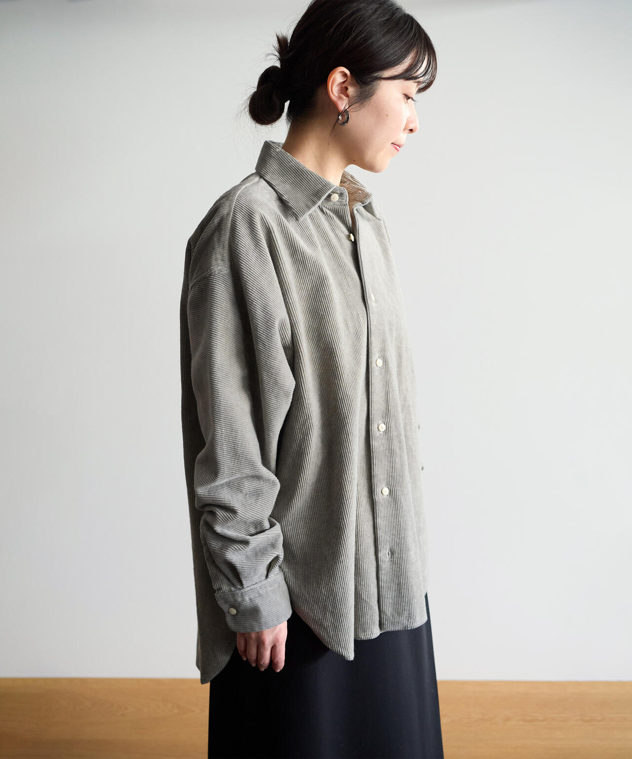 quitan / COTTON LINEN CORDUROY WIDE REGULAR COLLAR SHIRT SUIBOKU