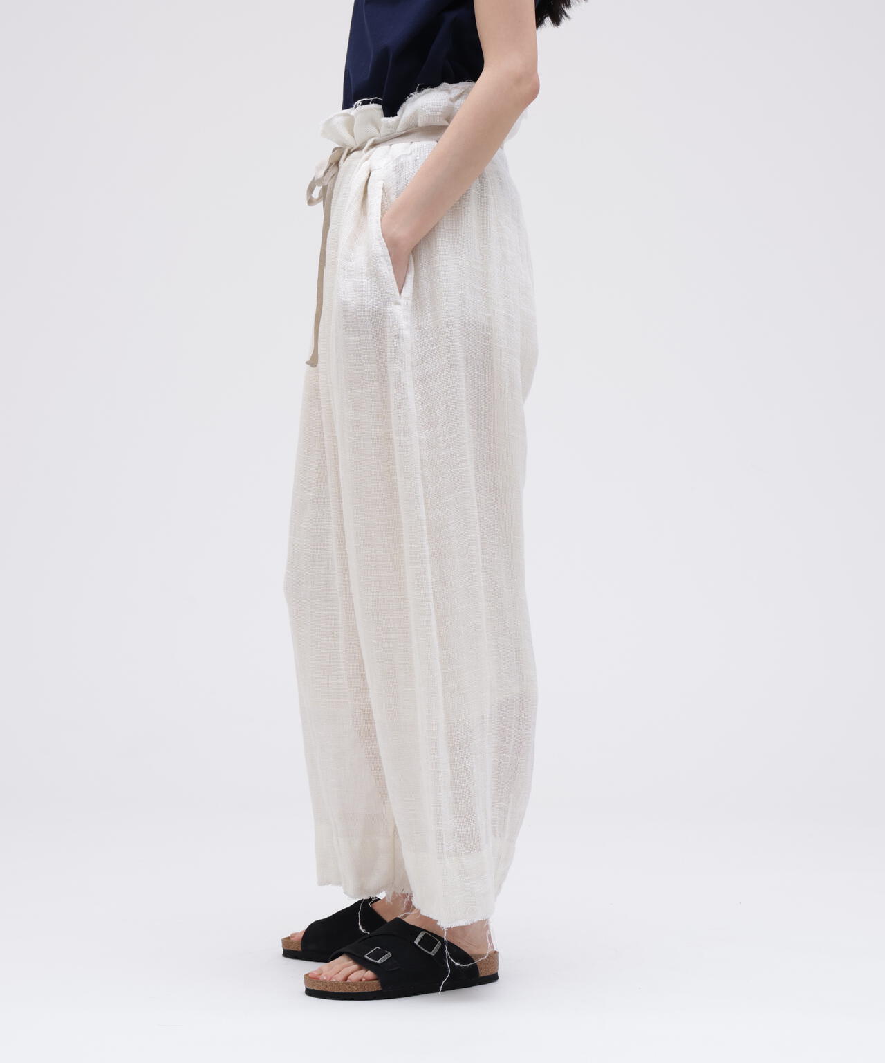 quitan / ORGANIC 56 LINEN SLUB LINEN BASKET FRENCH HOSPTAL PANTS
