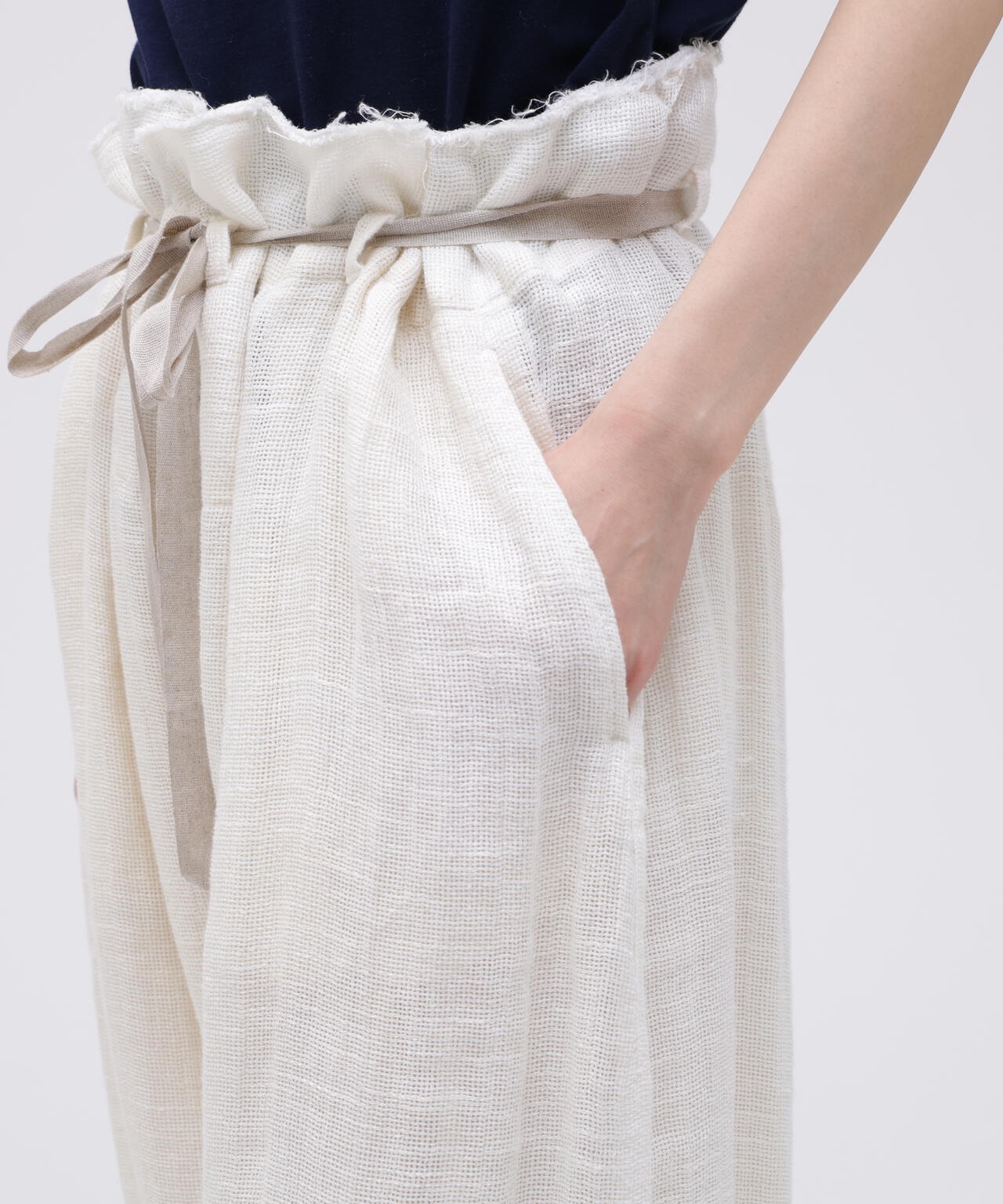 quitan / ORGANIC 56 LINEN SLUB LINEN BASKET FRENCH HOSPTAL PANTS