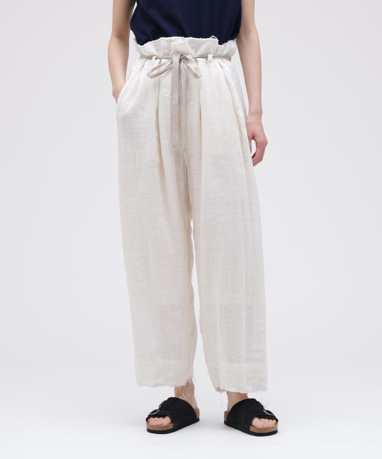 quitan / ORGANIC 56 LINEN SLUB LINEN BASKET FRENCH HOSPTAL PANTS