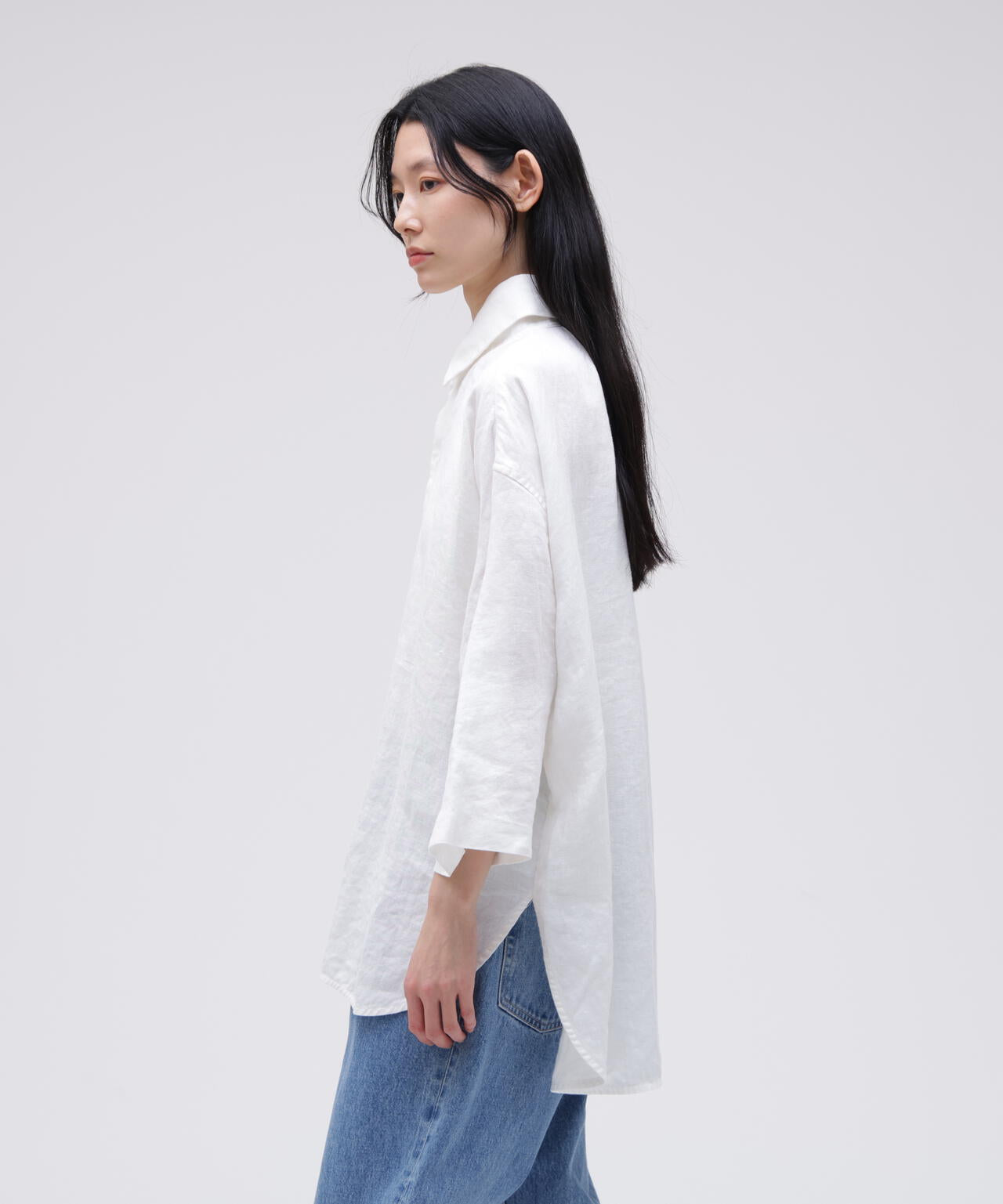 quitan / HEMP TWILL REGULAR COLLAR 3/4 SHIRT