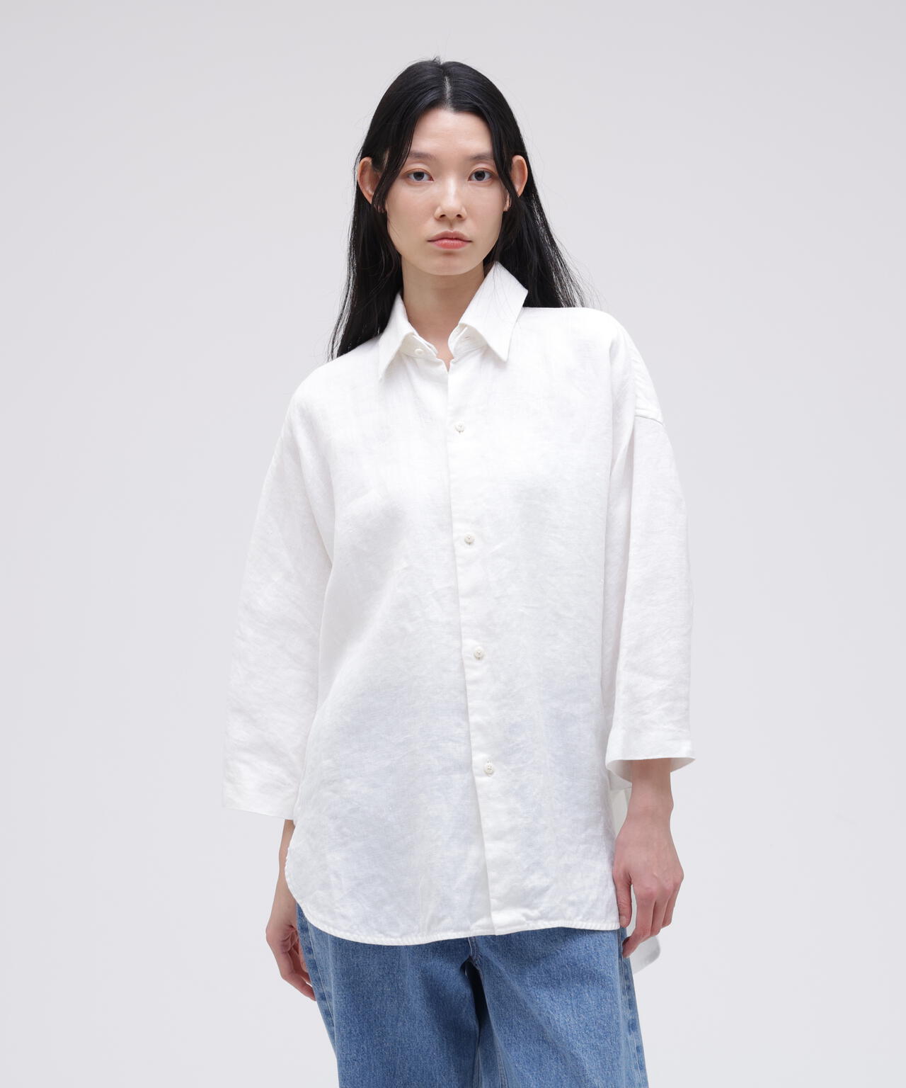 quitan / HEMP TWILL REGULAR COLLAR 3/4 SHIRT