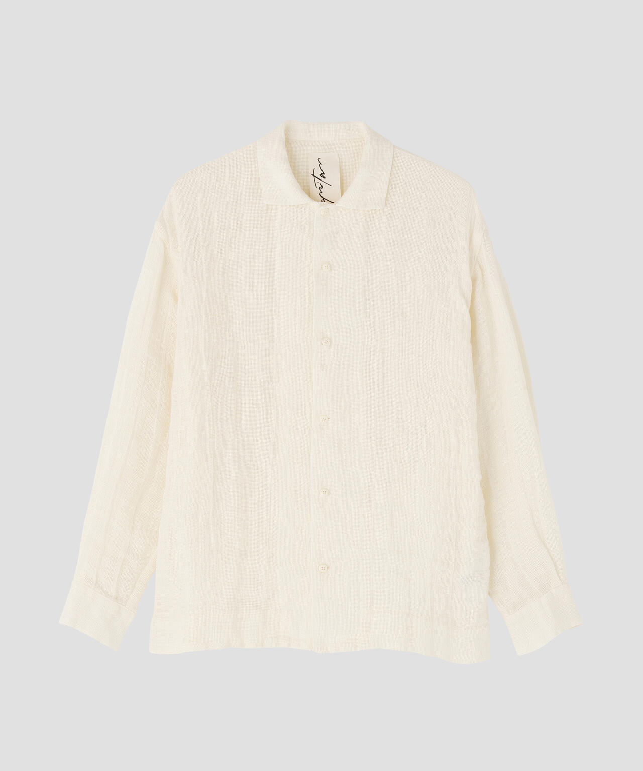 quitan / ORGANIC 56 LINEN SLUB LINEN BASKET OPEN COLLAR SHIRT