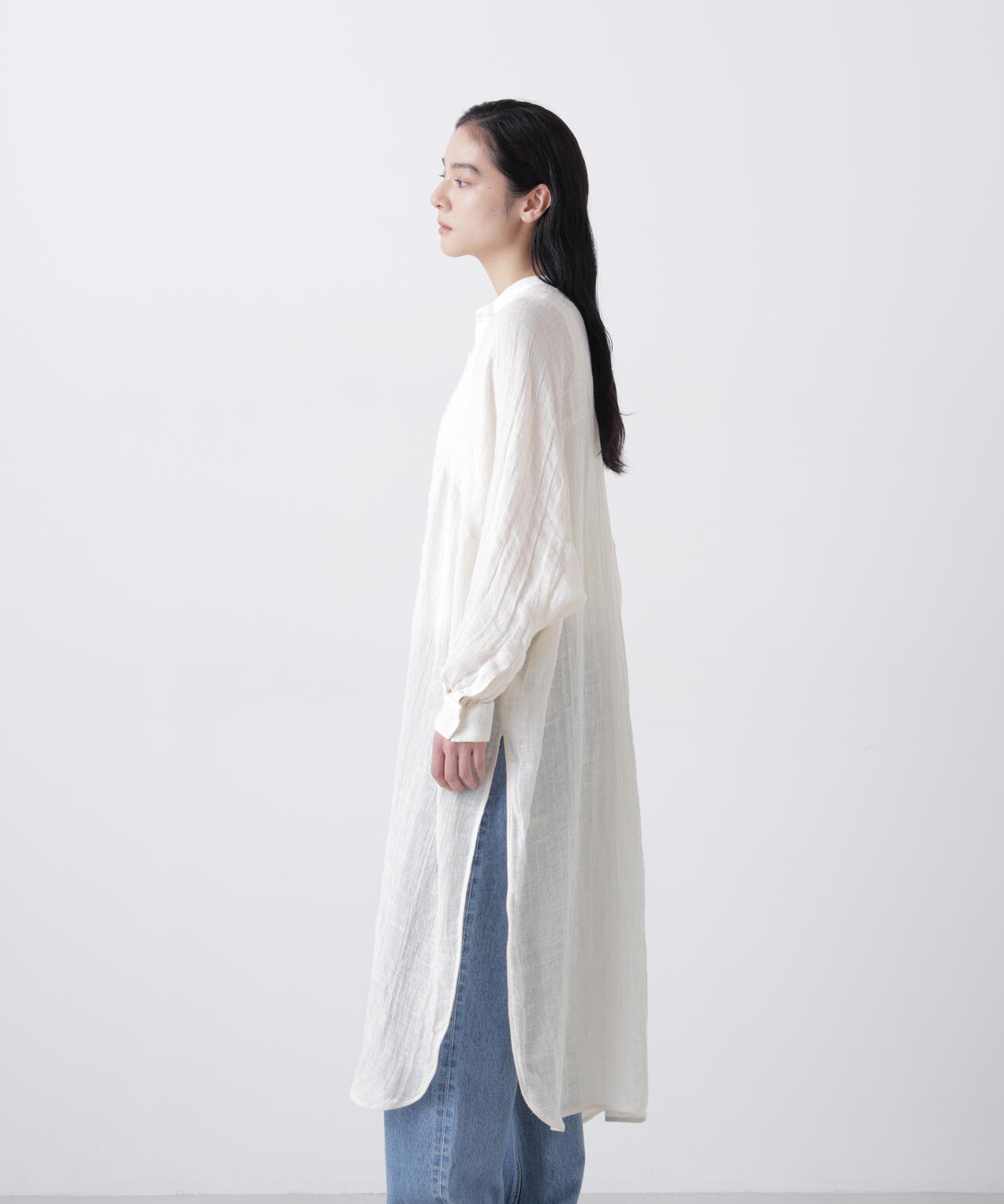 quitan / ORGANIC 56 LINEN SLUB LINEN BASKET AO DAÏ B/C LONG SHIRT