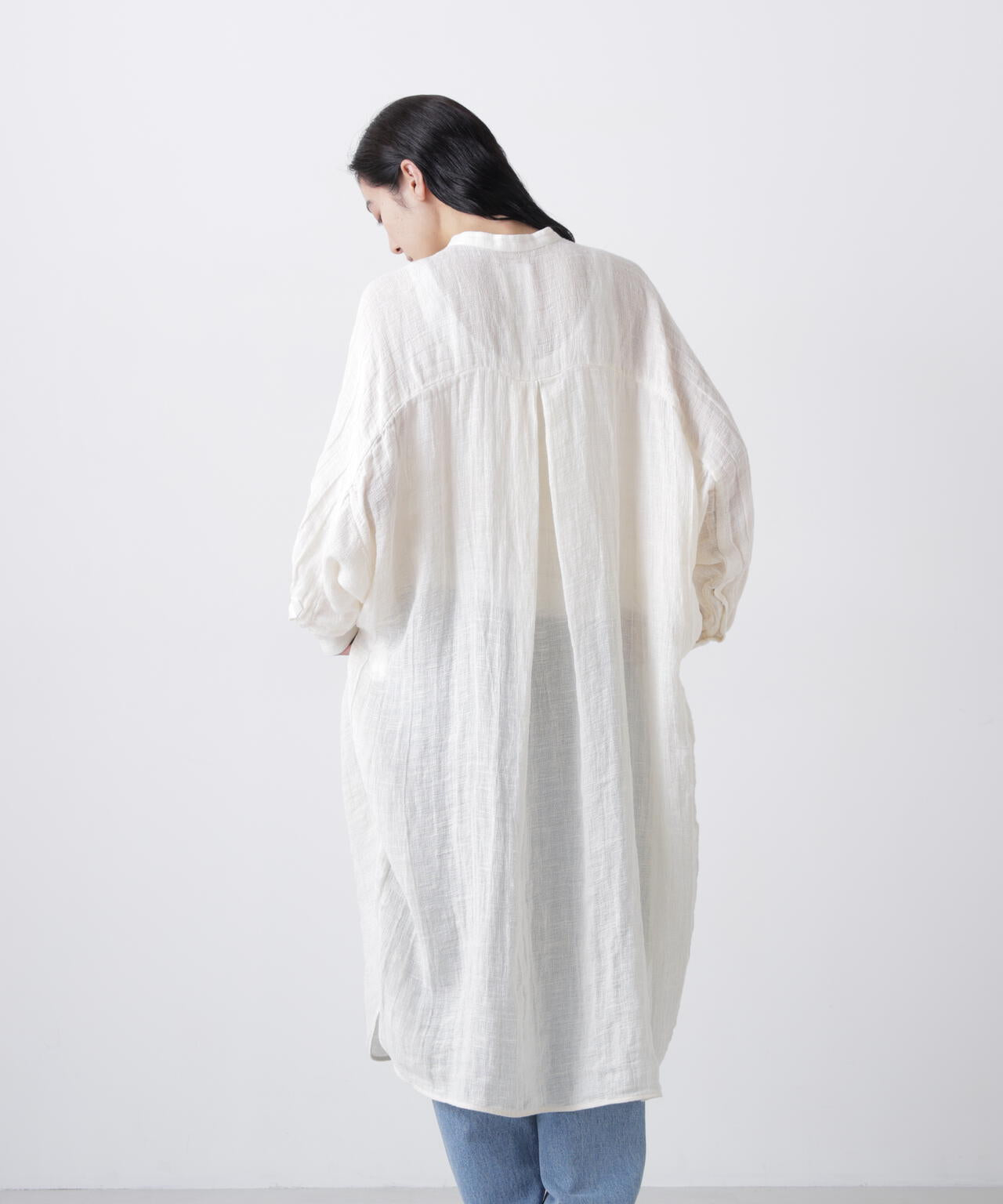 quitan / ORGANIC 56 LINEN SLUB LINEN BASKET AO DAÏ B/C LONG SHIRT