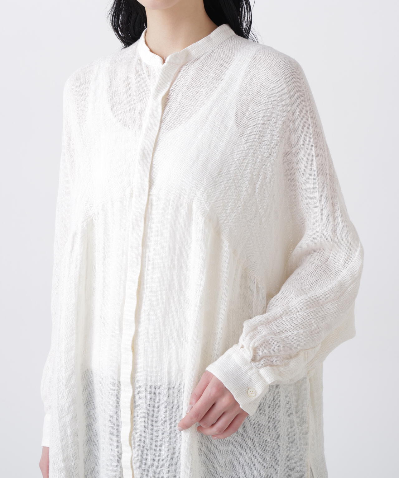quitan / ORGANIC 56 LINEN SLUB LINEN BASKET AO DAÏ B/C LONG SHIRT