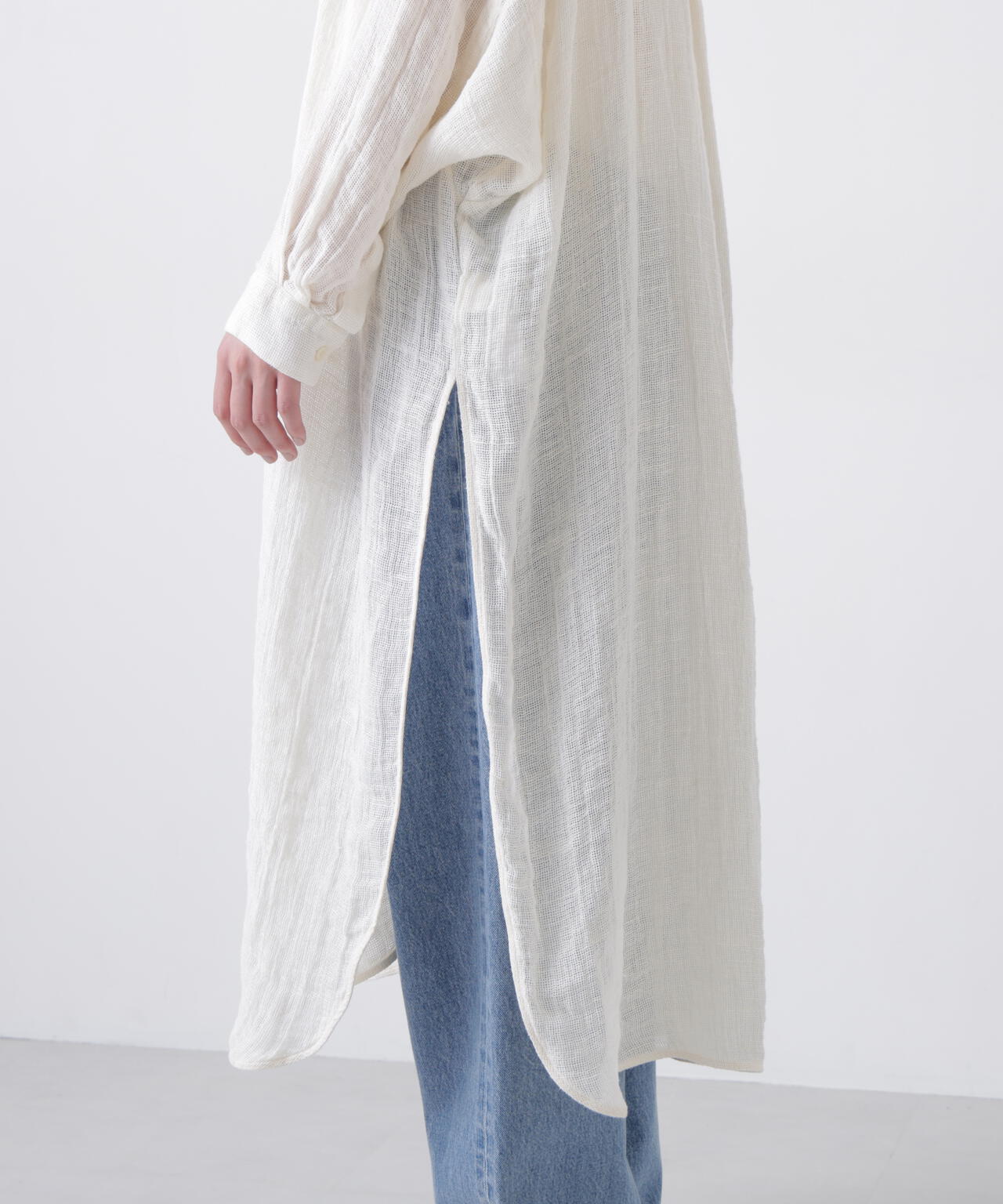 quitan / ORGANIC 56 LINEN SLUB LINEN BASKET AO DAÏ B/C LONG SHIRT