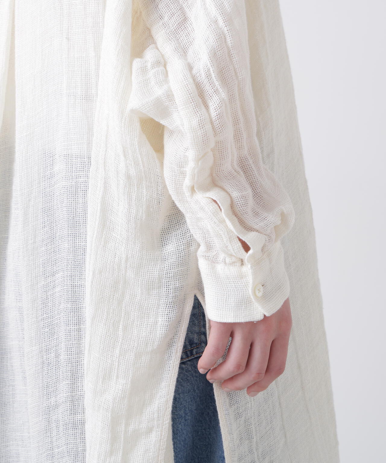 quitan / ORGANIC 56 LINEN SLUB LINEN BASKET AO DAÏ B/C LONG SHIRT