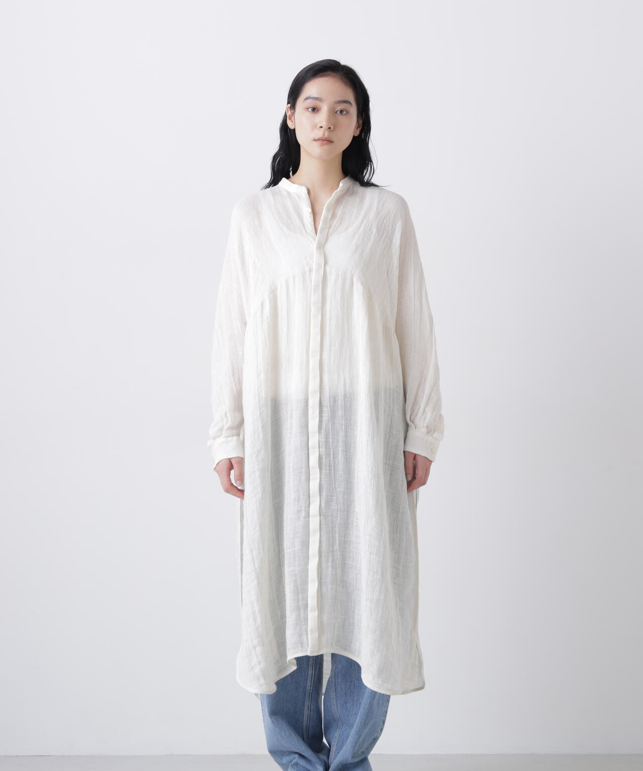 quitan / ORGANIC 56 LINEN SLUB LINEN BASKET AO DAÏ B/C LONG SHIRT
