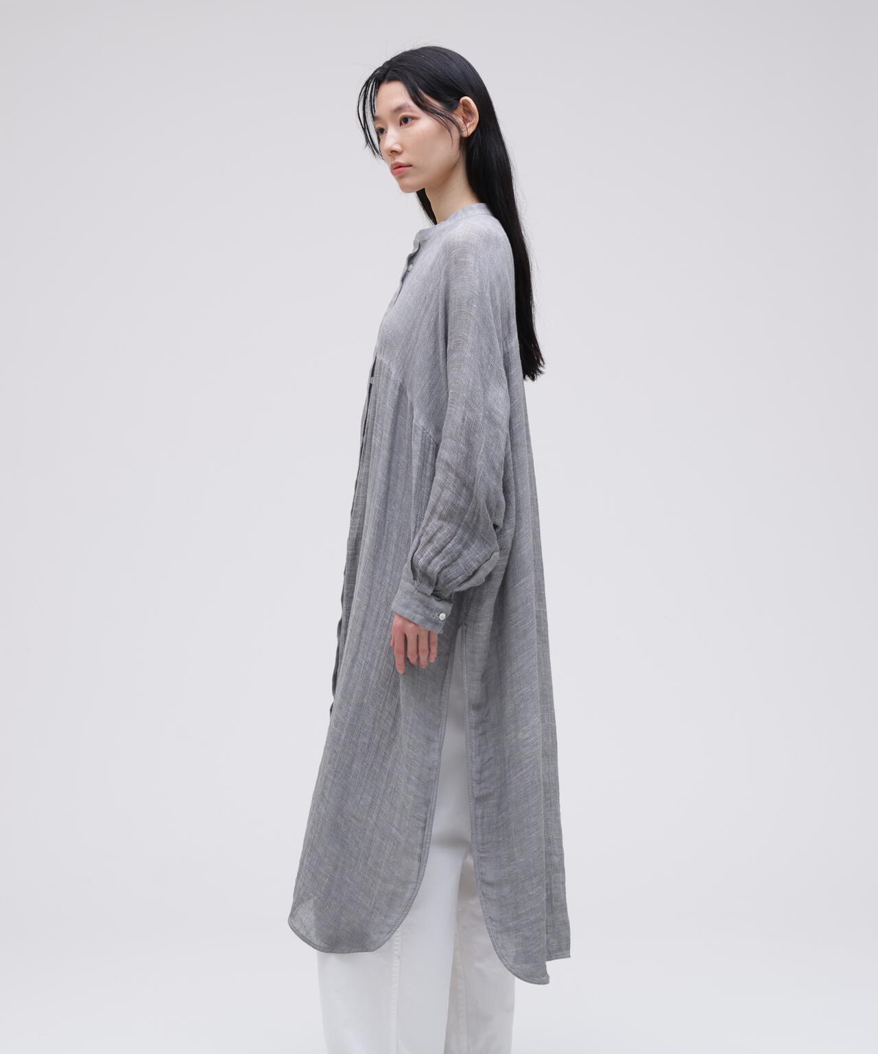 quitan / ORGANIC 56 LINEN SLUB LINEN BASKET AO DAÏ B/C LONG SHIRT