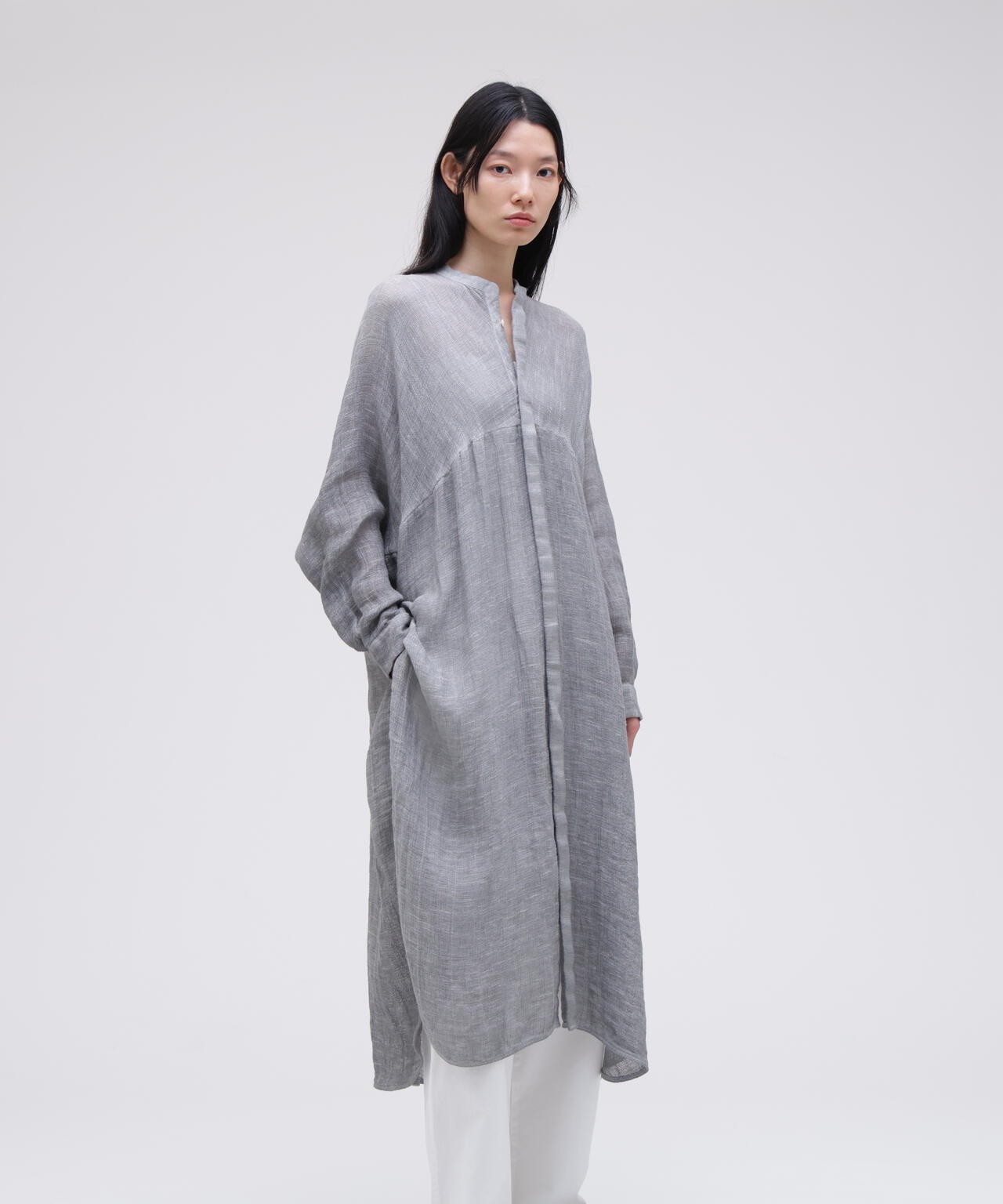 quitan / ORGANIC 56 LINEN SLUB LINEN BASKET AO DAÏ B/C LONG SHIRT