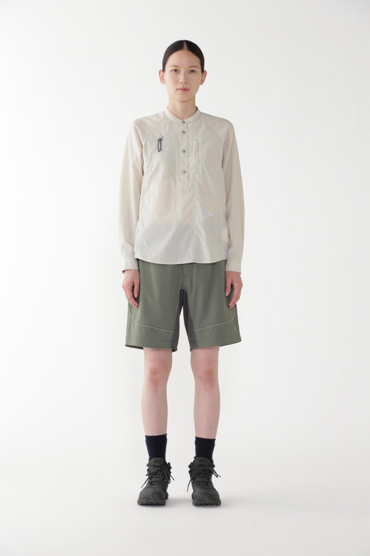 stretch rip band collar shirt