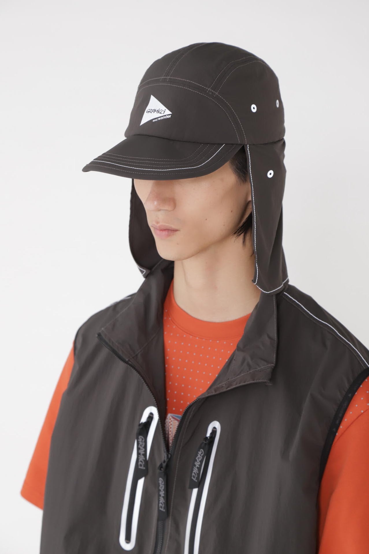 GRAMICCI × and wander brushed nylon sunshade cap