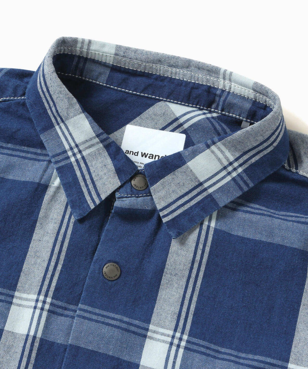 indigo check LS shirt (M)