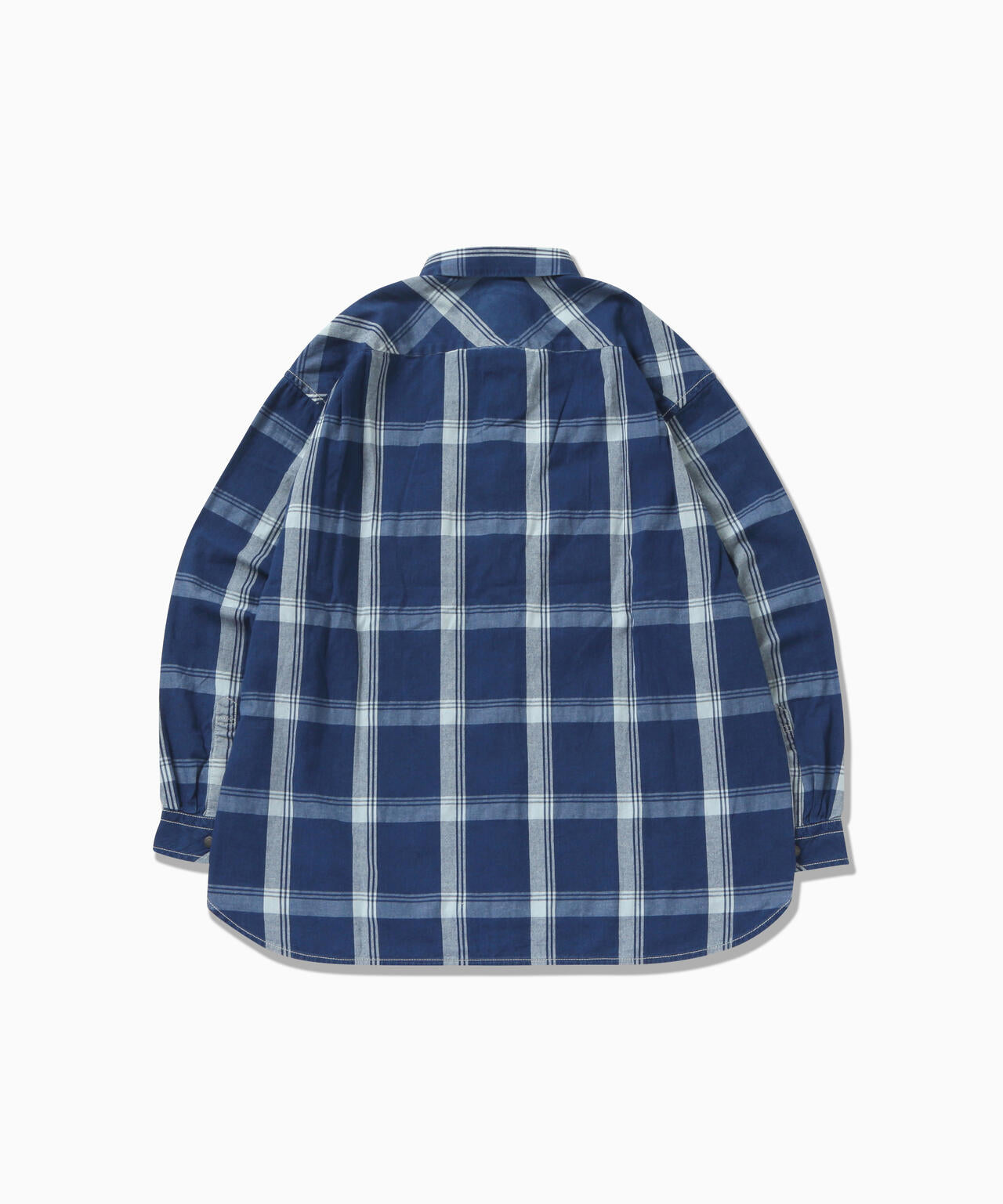 indigo check LS shirt (M)
