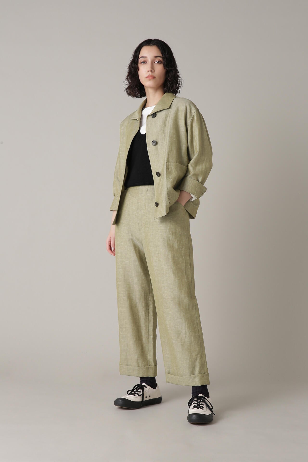 WOOL LINEN HOPSACK