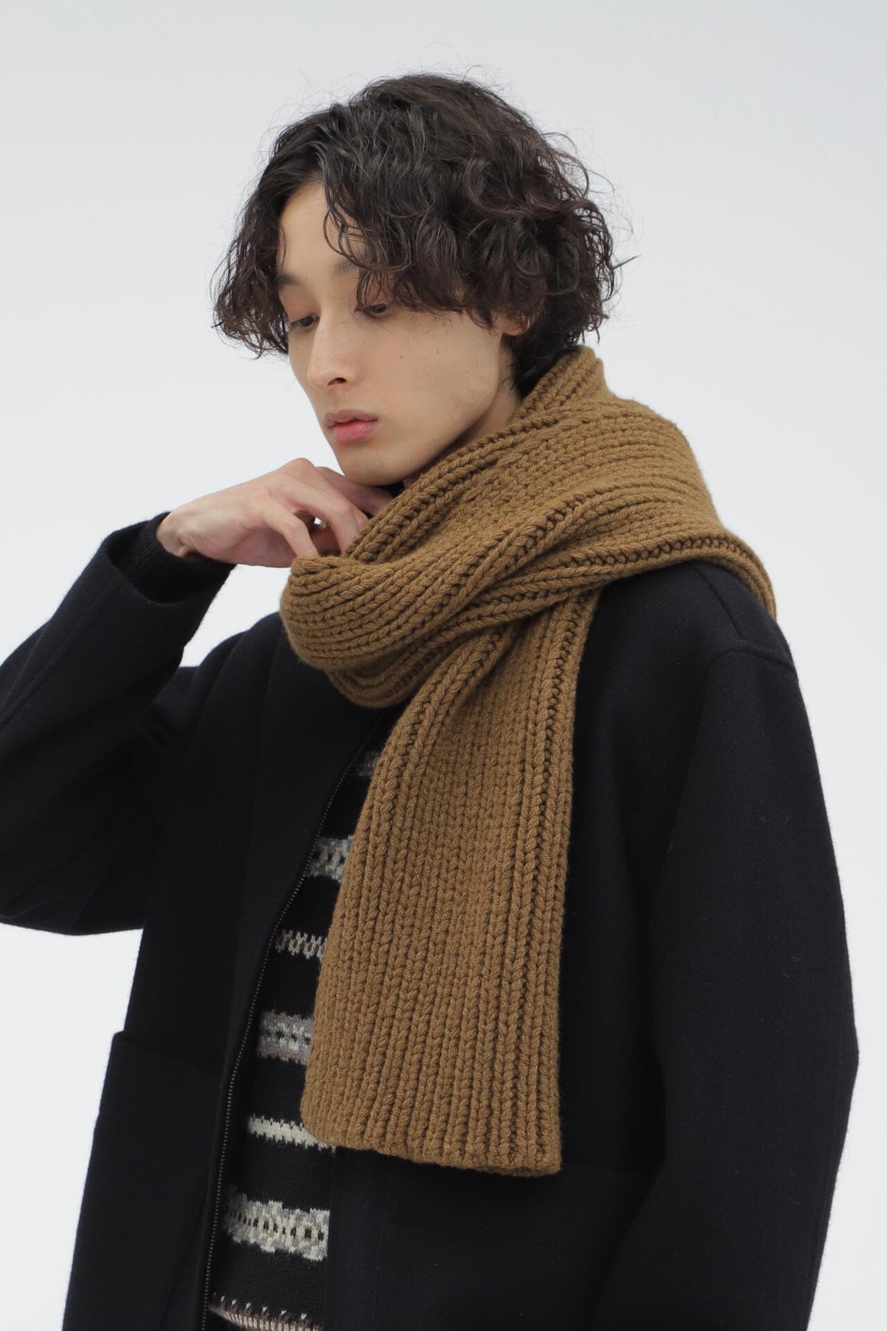 MERINO CASHMERE CHUNKY RIB SCARF
