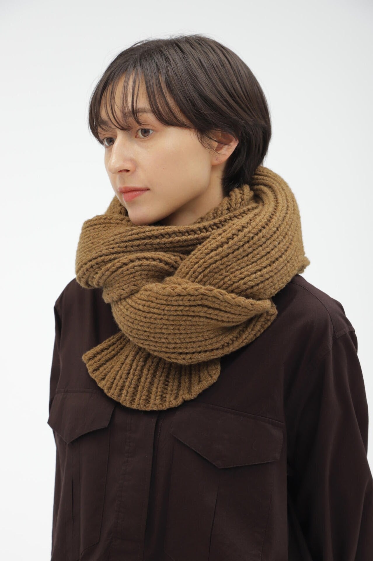 MERINO CASHMERE CHUNKY RIB SCARF
