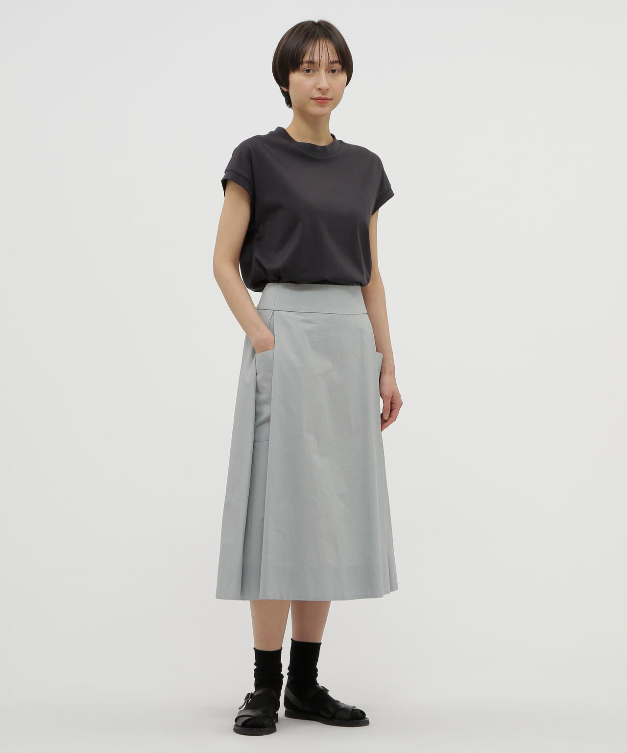 COTTON RAMIE CHAMBRAY SKIRT