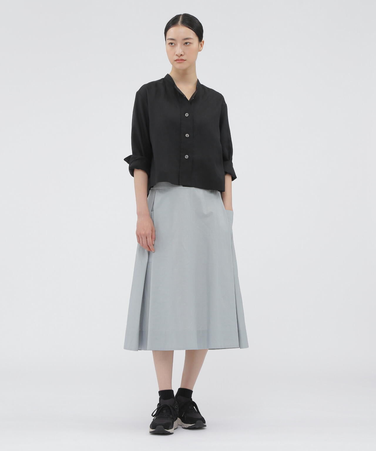 COTTON RAMIE CHAMBRAY SKIRT