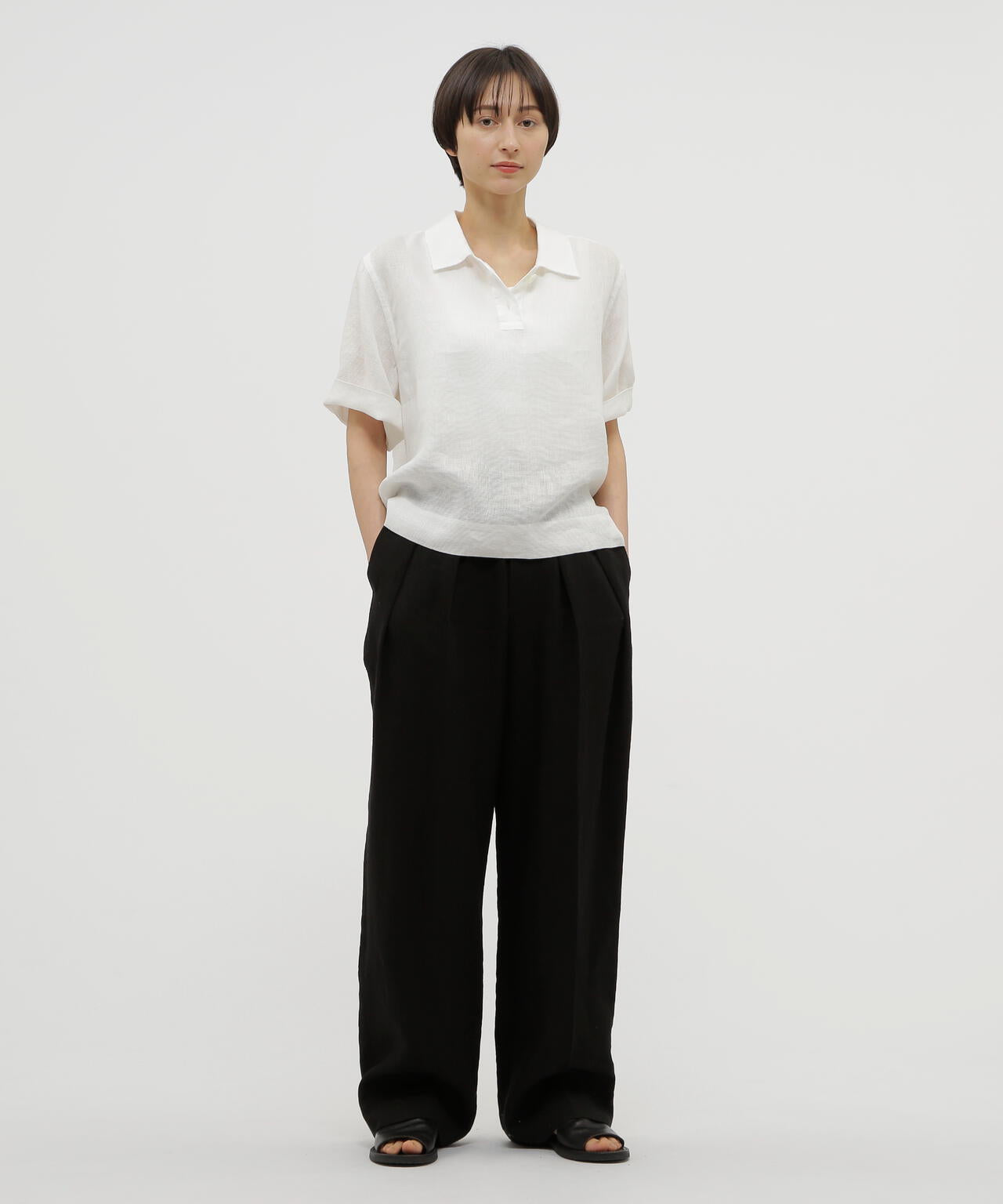 COMPACT LINEN TROUSERS