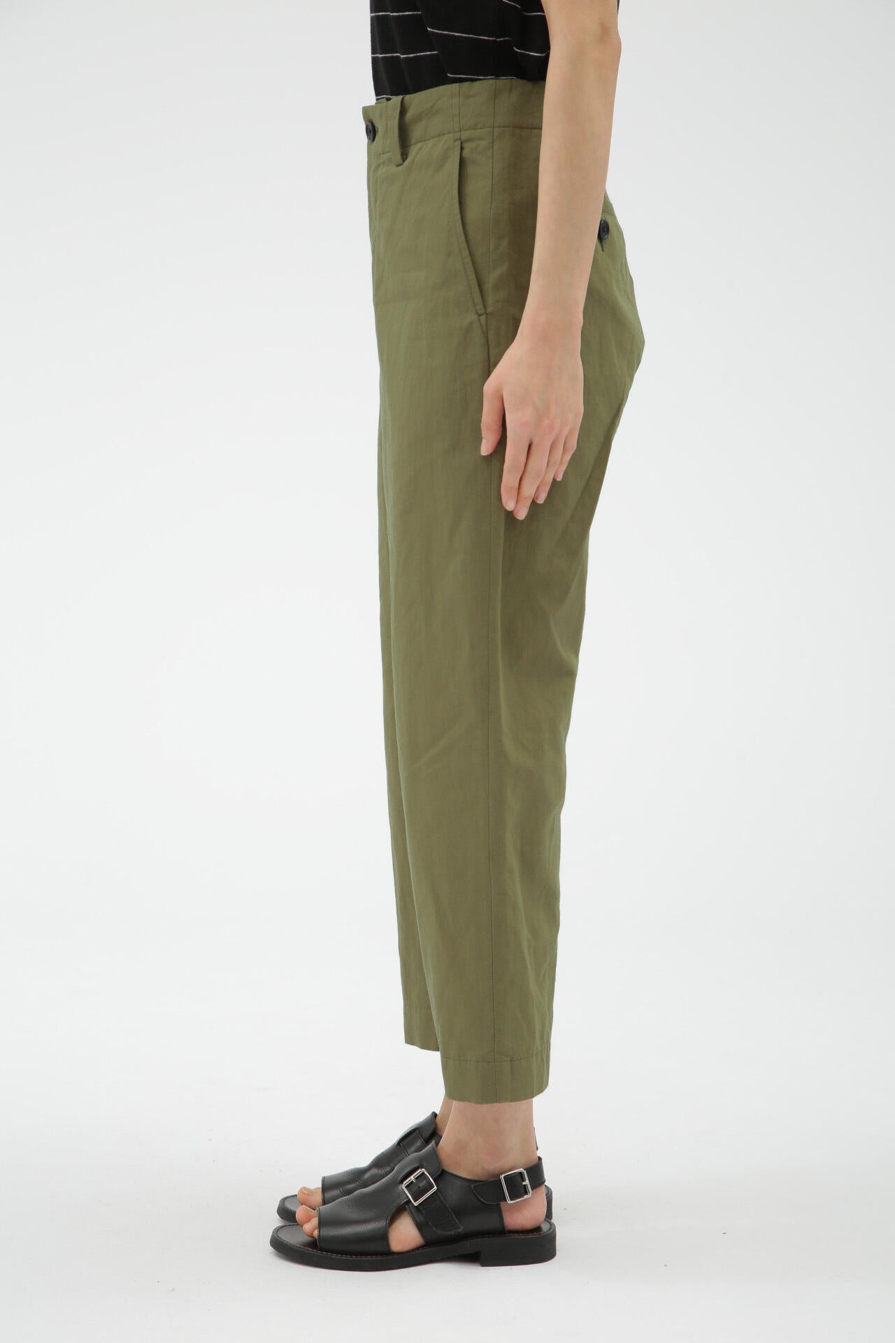 PLAIN WEAVE COTTON LINEN TROUSERS