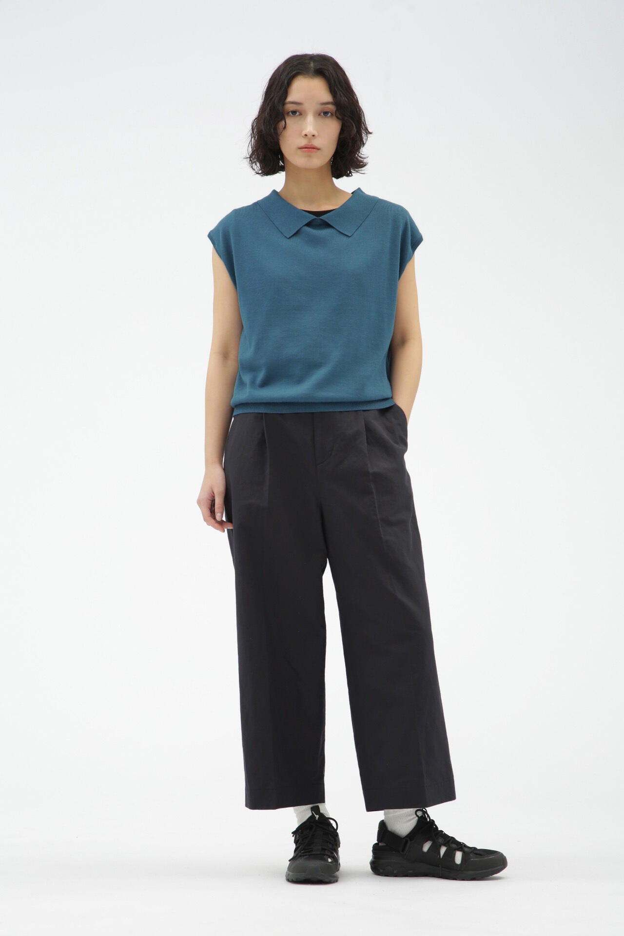 PLAIN WEAVE COTTON LINEN TROUSERS