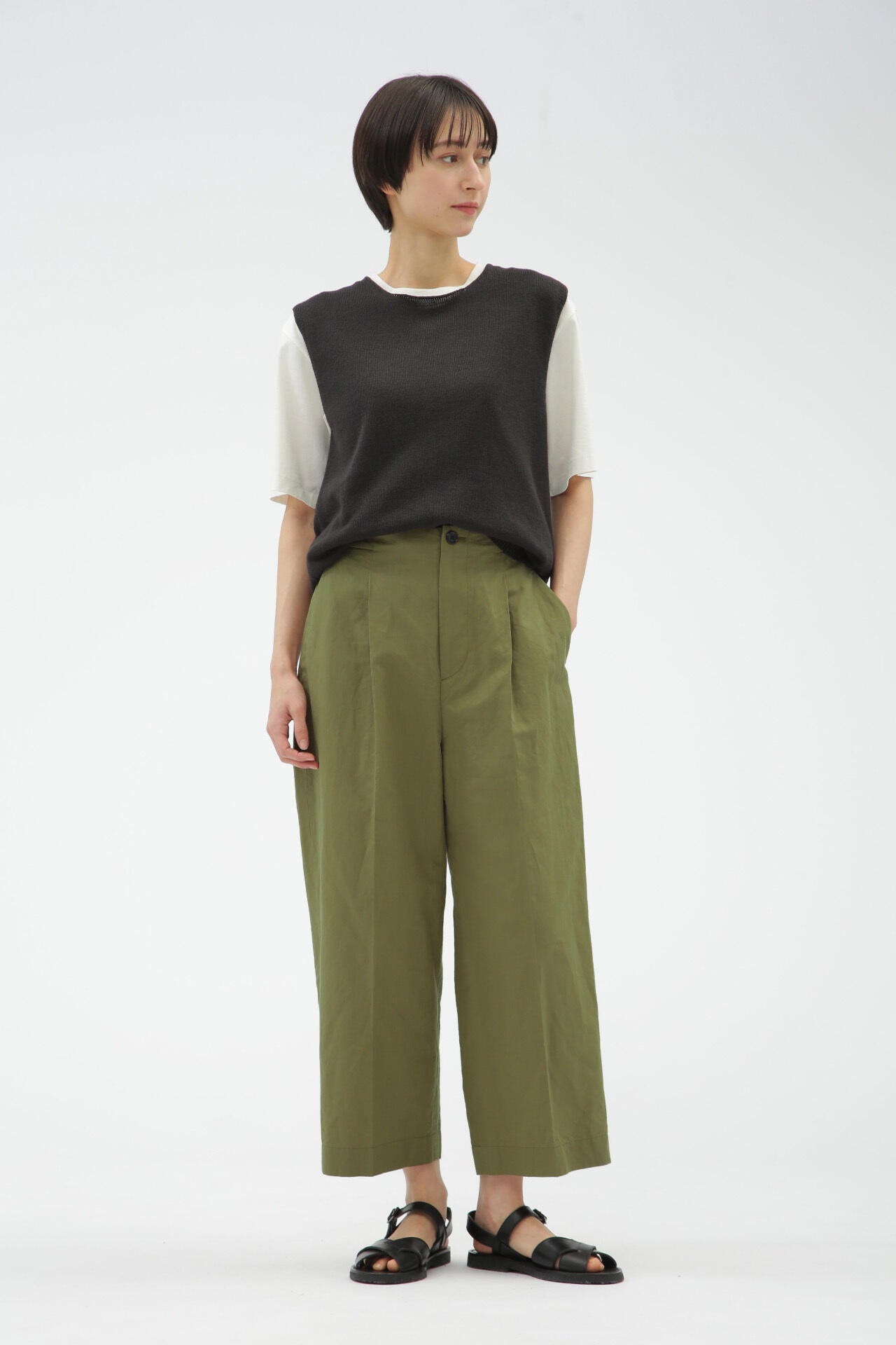 PLAIN WEAVE COTTON LINEN TROUSERS