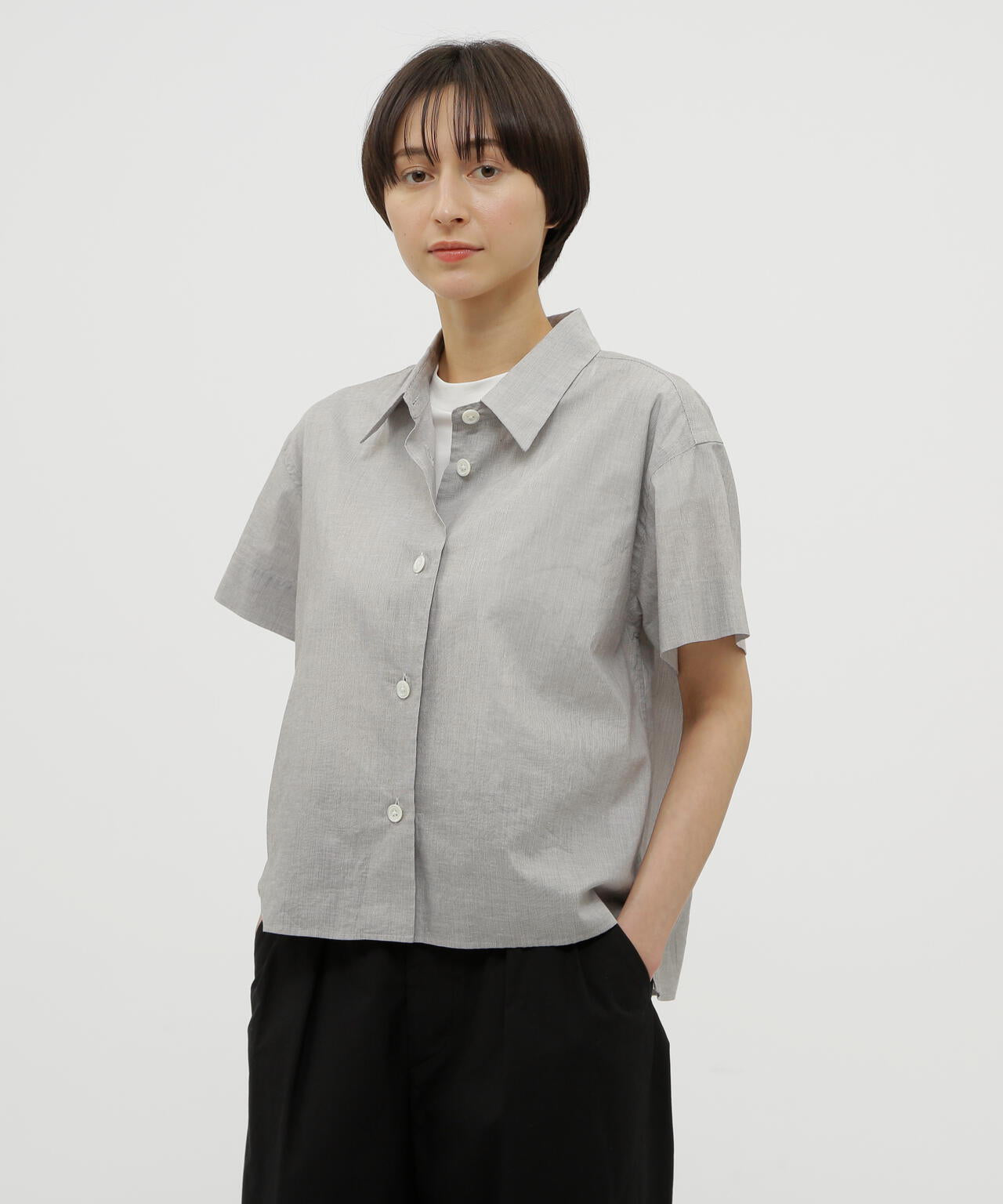 HAIRLINE STRIPE COTTON LINEN SHIRT