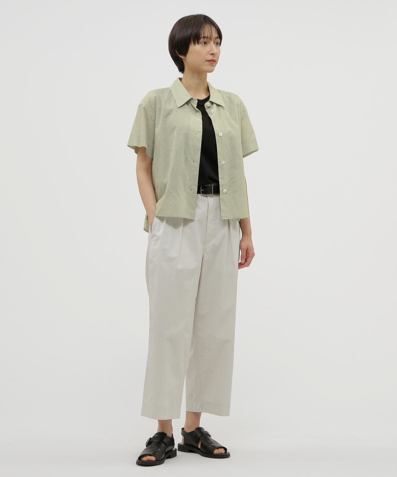 HAIRLINE STRIPE COTTON LINEN SHIRT