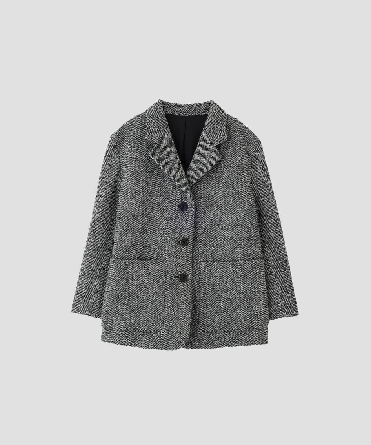 WIDE HERRINGBONE WOOL JACKET
