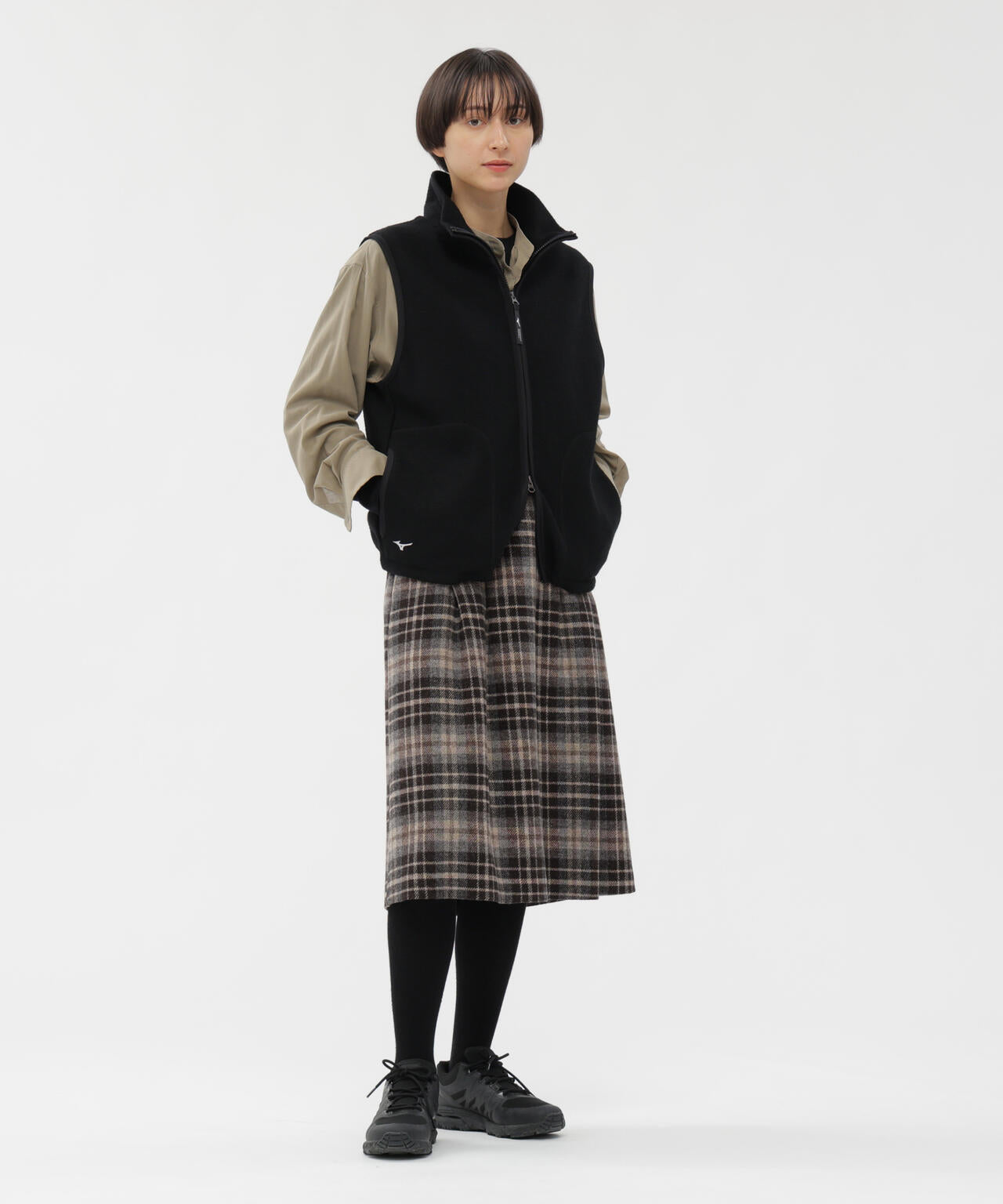 LARGE CHECK WOOL SKIRT