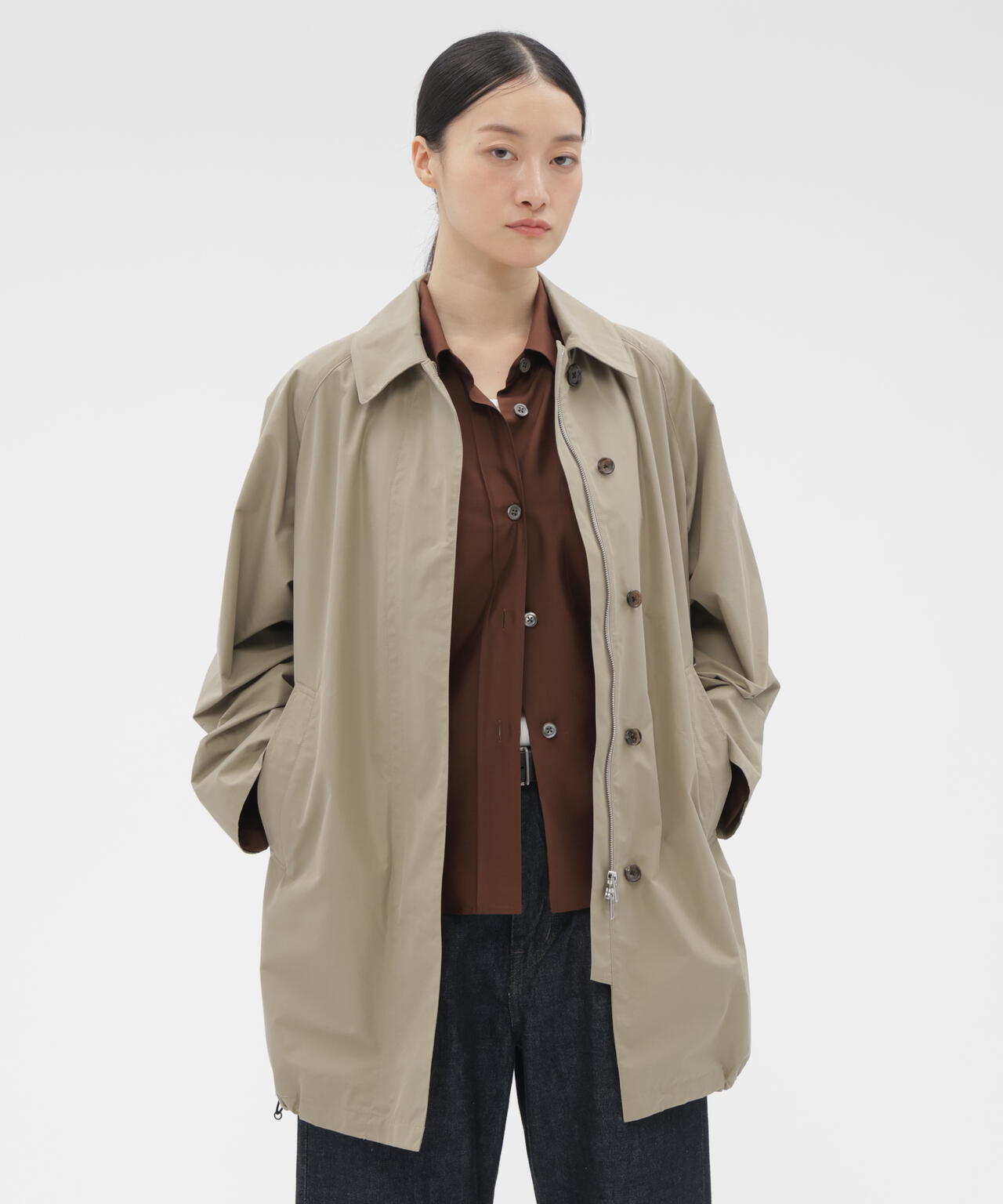 DENSE COTTON NYLON POPLIN COAT
