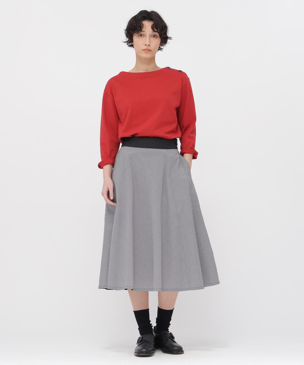 COTTON CHECK SKIRT