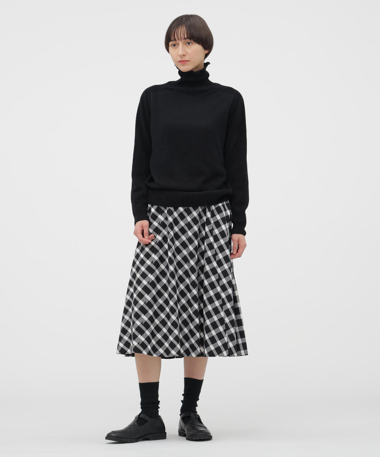COTTON CHECK SKIRT