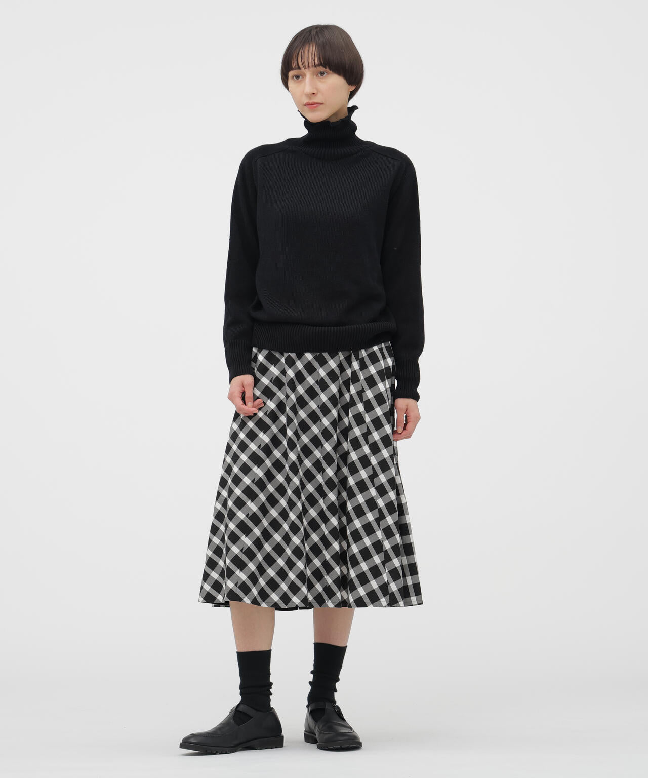 COTTON CHECK SKIRT